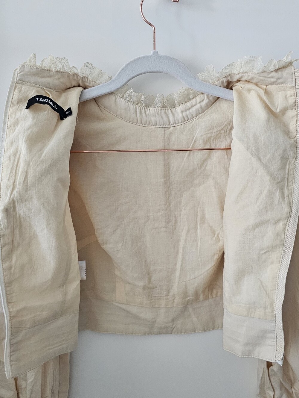 Cream Lace Ruffle Cotton Blouse - Picture 4 of 4